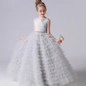 Ilgai Gėlių Mergaitėms Vestuvių Oficialaus Princess Kamuolys Šiek Tiek Nuotaka Chalatai 2023 Skirtingų Šalių Tiulio Jaunimo Bridesmaid, Pirmoji Komunija