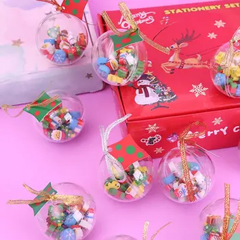 Mini Kalėdų Trintukas Mielas Animacinių Filmų Kawaii Kalėdų Kamuolys Sniego Santa Skaidrią Pakuotės Kamuolys Raštinės Reikmenys