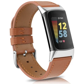 Natūralios Odos Žiūrėti Juostos Fitbit Mokestis 5 Dirželio Pakeitimo Apyrankę Watchband Riešo Mokestis 5 Smartwatch Odos Juosta