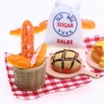 1Set 1:12 Miniatiūriniai Lėlių Duona Balta Duona W/Saugojimo Krepšys Iškylą Krepšelį Doll House Dekoro, Virtuvės Reikmenys