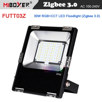 Zigbee 3.0 RGB+BMT 30W LED Potvynių Šviesos Miboxer FUTT03Z Zigbee 3.0 RF Nuotolinio/ gateway kontrolės Tuya Vandeniui IP65 Lauko Šviesos