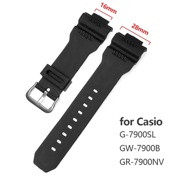 Juoda Silikoninė Apyrankė, skirtas Casio G-SHOCK GW-7900B G-7900SL GR-7900NV PU Watchband už G7900 Serijos 16x28mm Apyrankę Priedų