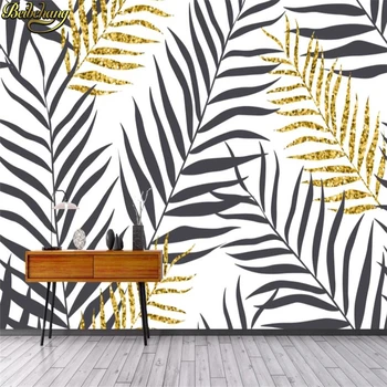 Custom Šiaurės minimalistinio aukso bananų lapų, augalų tapetai, freskos TV foną tapybos nuotraukų siena, dokumentai namų dekoro lipdukai