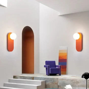 Sienos Lempa, Miegamojo Kambarį Koridoriaus Apdaila Estetinės Apšvietimas Šviestuvai Šiaurės Minimalistinis LED Stiklo Oranžinės Sienos Sconces