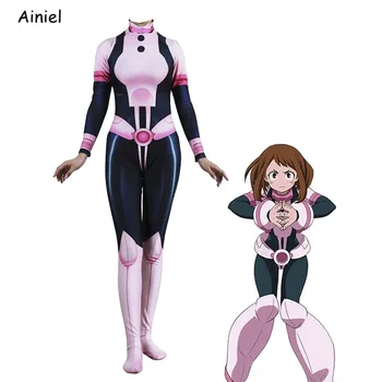 Anime Mano Herojus akademinės bendruomenės OCHACO URARAKA Cosplay Kostiumų Spandex Zentai Bodysuit Kostiumas Jumpsuit Halloween Kostiumai Moterims Suaugusiems Vaikams