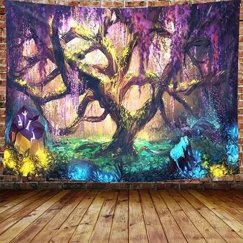 Trippy Enchanted Miško Gobelenas Wisteria Medžio Gobelenai Pasakos Gyvybės Medžio Mozaiką, Visterija Gėlių Kutas Sienos Gobelenas