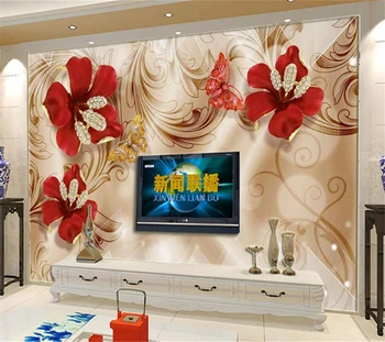 Beibehang Užsakymą tapetai 3d Europos palace vėjo aukso papuošalai, gėlės, TV foną, svetainė, miegamasis 3D tapetai, freskos