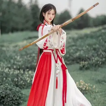 2024 m. kinijos retro stiliaus tradicinių jin dinastijos hanfu kirto apykaklės laisvo stiliaus fėja moterų hanfu suknelė, kostiumas g635
