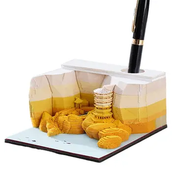 3D Bloknotai 3D Notepad 3D Lipni Pastaba Kubeliai Kraštovaizdžio Formos 3D Stalinis Kalendorius Mini Kraštovaizdžio Modelis Biuro Aksesuarai Dovanos