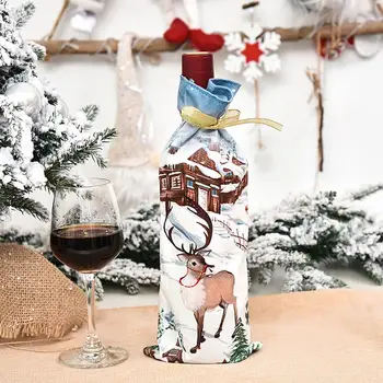 Vyno Butelio Dangtelį Kalėdų Santa Sniego Briedžių Raišteliu Saldainių Maišelį Šaliai Dekoro