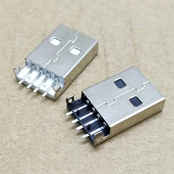 10vnt/daug USB 2.0 Male A Tipo USB PCB Jungtis Plug 180 laipsnių SMT ESU 4pin Male USB Jungtis