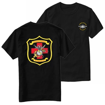 JAV Jūrų pėstininkų Korpuso 2D Medicinos Bataliono Marškinėliai 100% Medvilnė, O-Kaklo Vasaros trumpomis Rankovėmis Atsitiktinis Vyrai T-shirt Dydis S-3XL